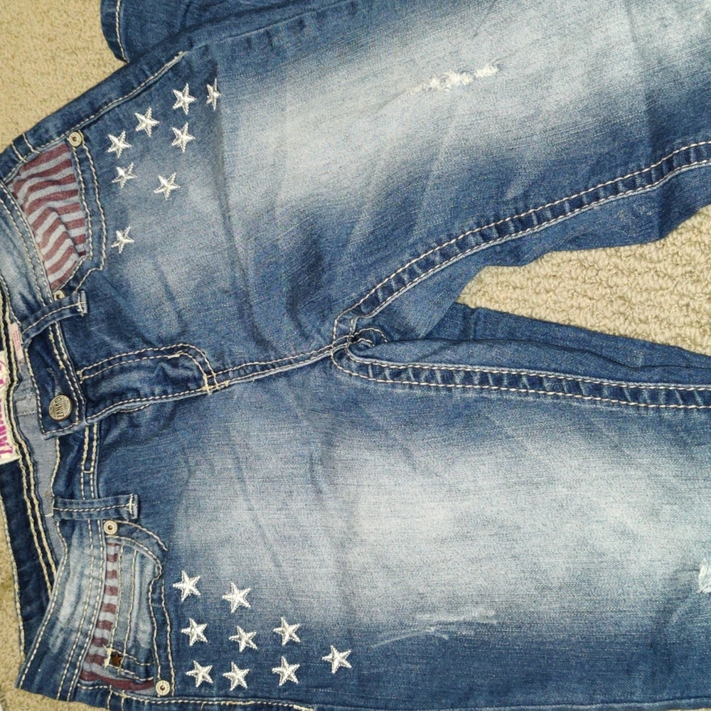 Girls Flag Stretch Distressed Jeans